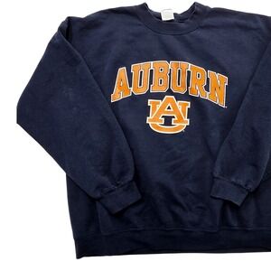 Auburn Tigers Crewneck Sweatshirt Navy Blue Orange AA Logo Gildan Heavy Blend XL
